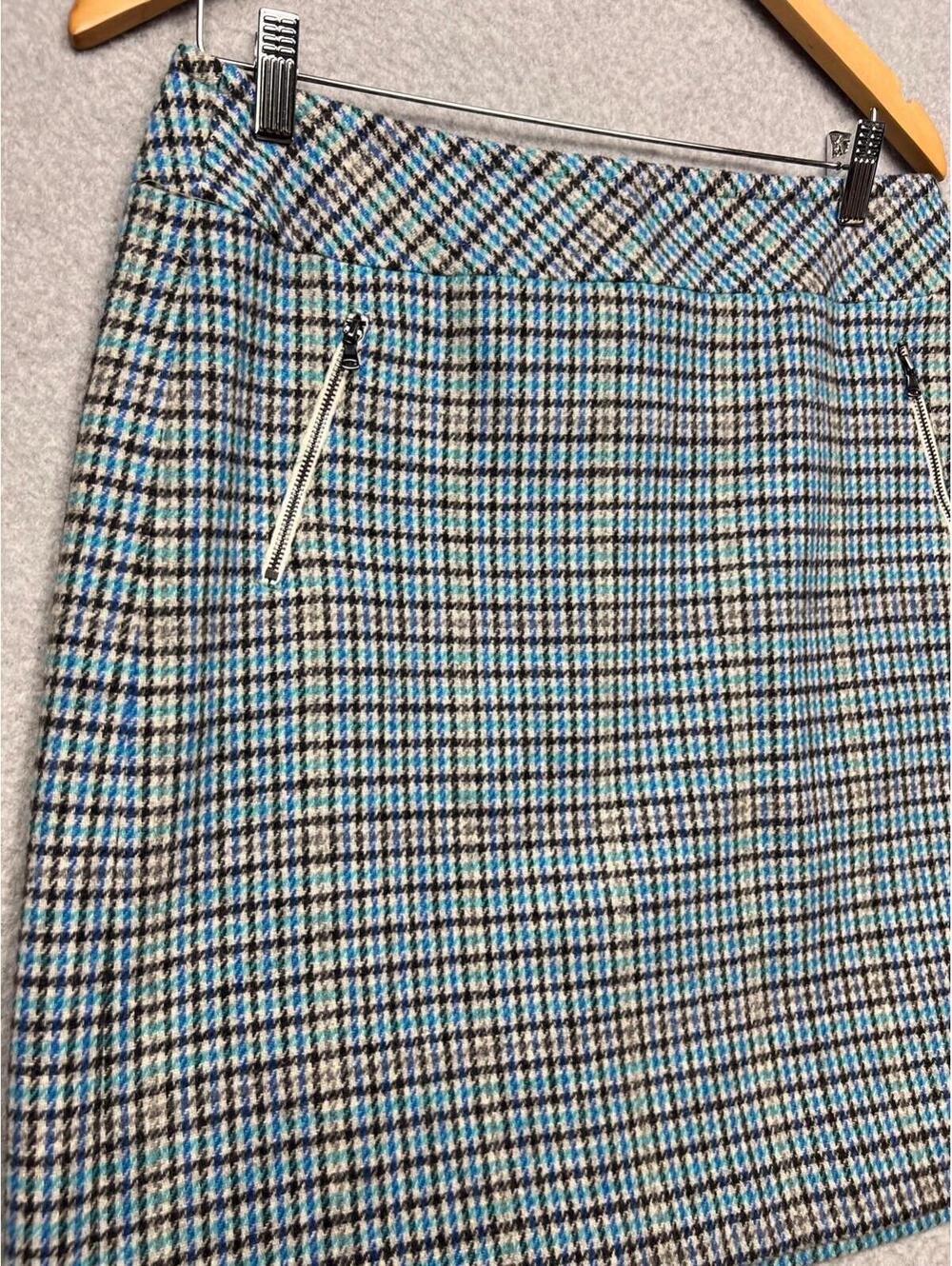 Talbots Mini Skirt Wool Lined Houndstooth Plaid Womens 8 Preppy Academia - Picture 2 of 9